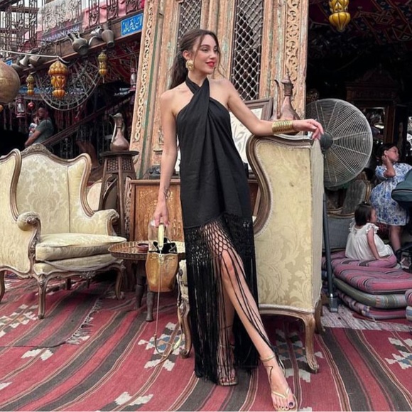 NWT Zara Linen Dress With Fringe —- SOLD ❌❌❌❌❌ - Picture 5 of 16